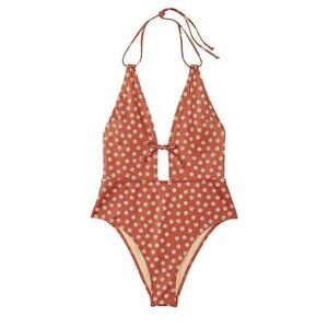 New! Victoria's Secret Swim Brown Daisy Plunge One Piece Swimsuit 3872